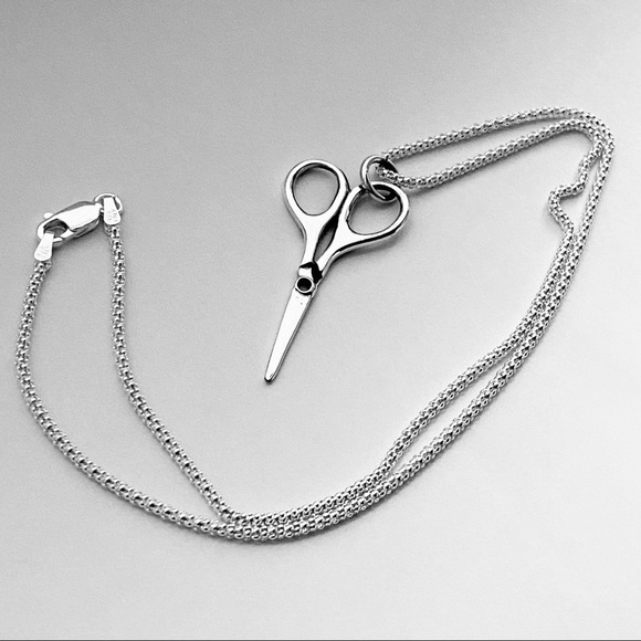 Sterling Silver Scissors Necklace, Hair Stylist Necklaces, Barbers, Hair salon - Picture 1 of 11